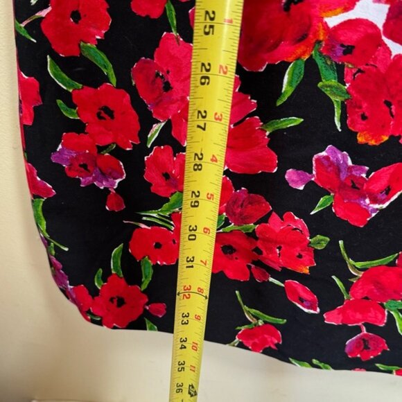 Chaps Floral Sheath Dress Cotton Sleeveless Preppy Midi Red Black White Print 12 - Picture 16 of 16